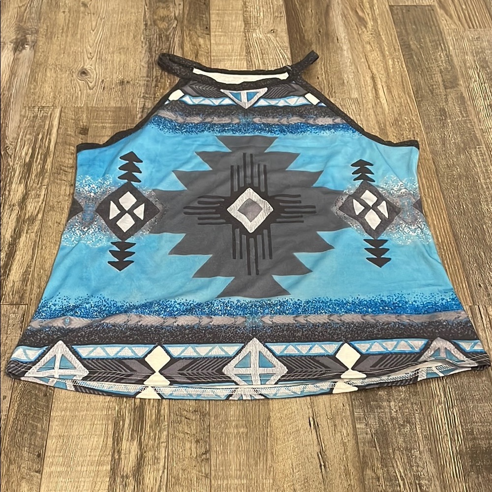 Blue Geometric Women's Top